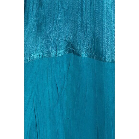 🆕KOMAROV Long Sleeve Crinkle Midi Dress Peacock (Teal Aqua Blue) Large (10-12) - Picture 6 of 12
